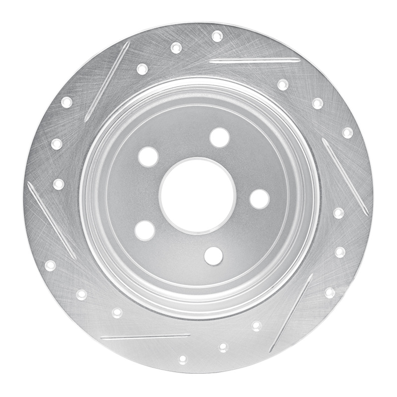 Chrysler PT Cruiser Brake Rotor (1) - Rear Right - R1 Concepts - Drilled & Slotted - Silver - `95-`07